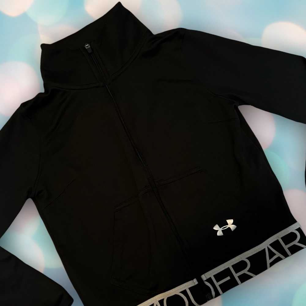 Under Armour Boy’s Black Gray Athletic Zip Sweatshirt Size S - Picture 3 of 5